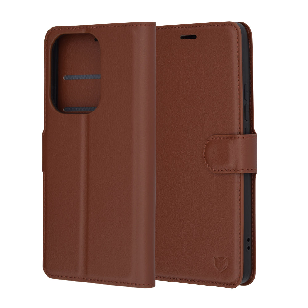Case for Xiaomi Poco F6, Techsuit, Leather Folio, Brown