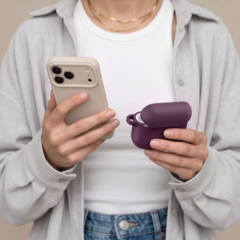 Tech-Protect Silicone Hook Case for Apple AirPods 4 / AirPods 5, Burgundy