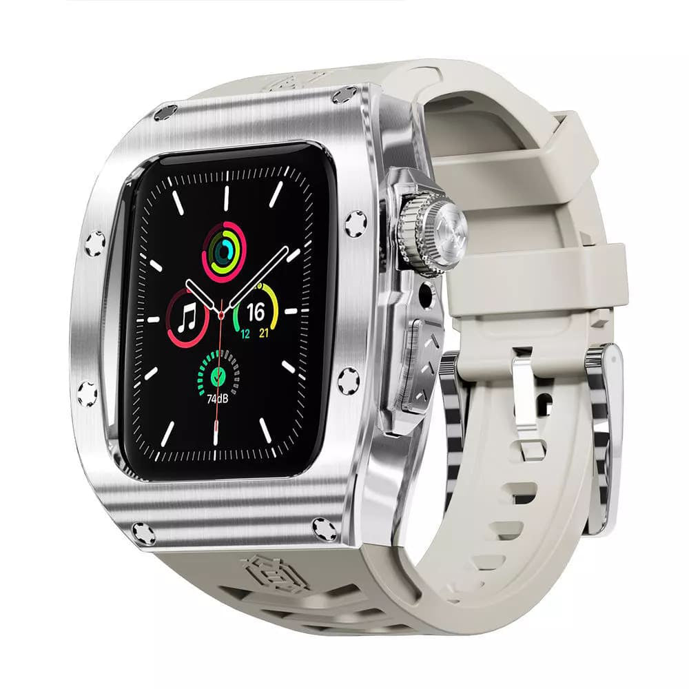 Waterproof ShellBox Case for Apple Watch 45mm Series, Silver