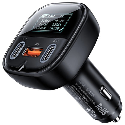 Acefast B5 Display Car Charger, 101W, 5A, 1 x USB-A - 2 x USB-C, Black