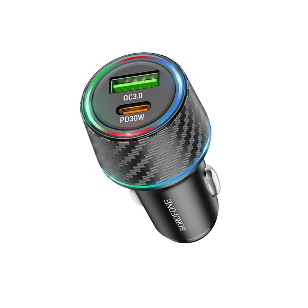 Borofone BZ21 Brilliant Car Charger, 48W, 3A, 1 x USB-A - 1 x USB-C, Black