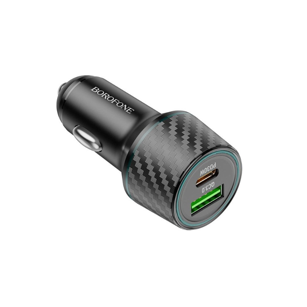 Borofone BZ21 Brilliant Car Charger, 48W, 3A, 1 x USB-A - 1 x USB-C, Black