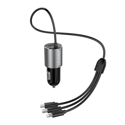 Car Charger With Lightning / microUSB / USB-C Cable Dudao R5ProN, 17W, 3.4A, 1 x USB-A, Black