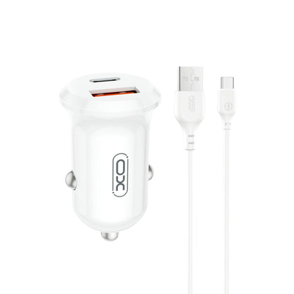Car Charger with USB-C Cable XO Design CC69, 30W, 3A, 1 x USB-A - 1 x USB-C, White