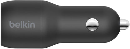 Belkin BoostCharge Dual USB-C Cable Car Charger, 24W, 2.4A, 2 x USB-A, Black CCE001bt1MBK