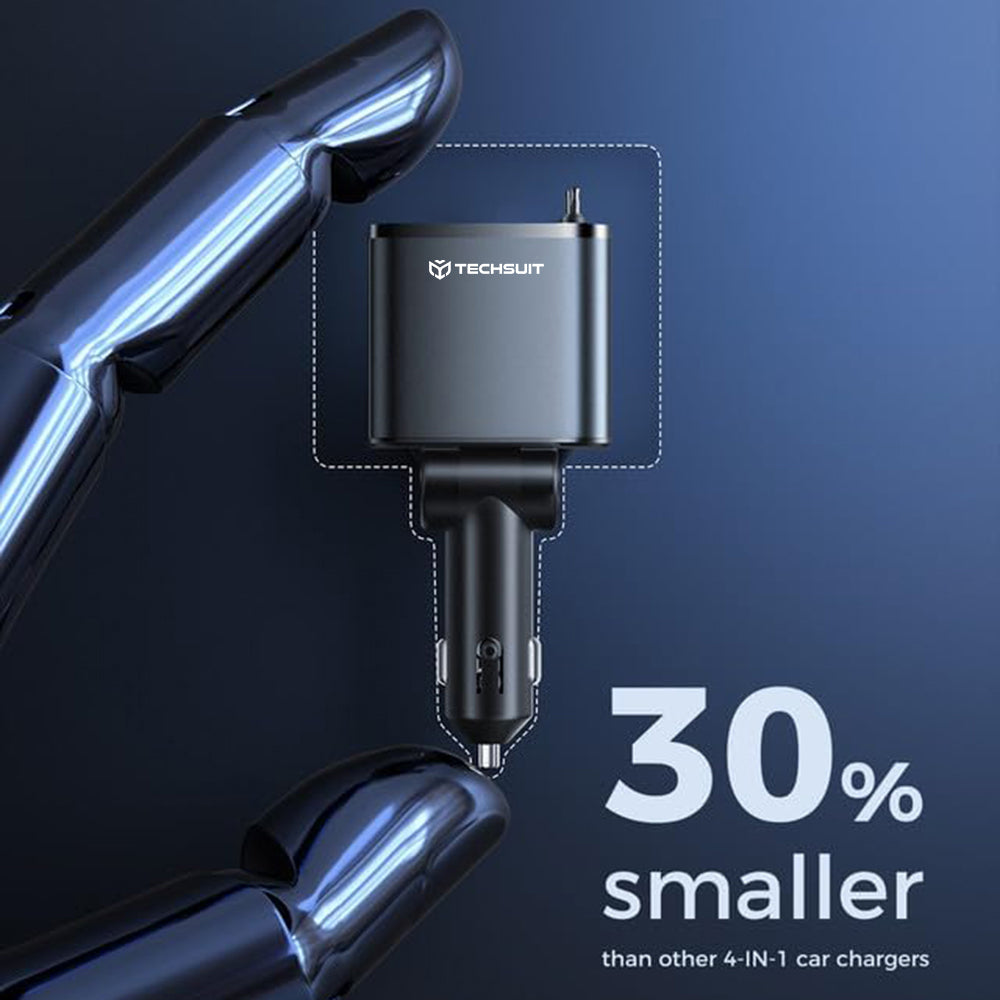 Car Charger with USB-C / Lightning Cable Techsuit C1 NanoVoltX, 69W, 3A, 1 x USB-A - 1 x USB-C, Gray