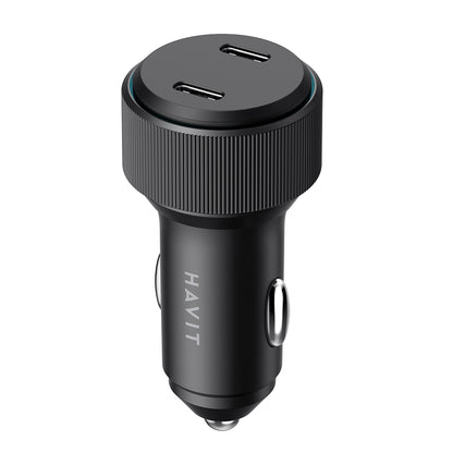 HAVIT CC2014 Car Charger, 30W, 3A, 2 x USB-C, Black