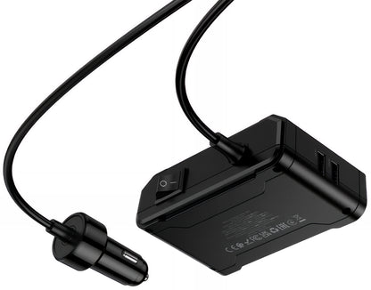 HOCO Z64 Car Charger, 15.5W, 3.1A, 2 x USB-A - 2 x USB-C - 3 x Cigarette Lighter Extension, Black
