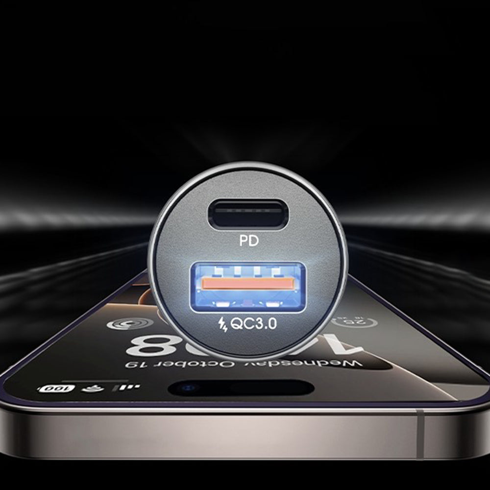 Lisen Car Charger, 36W, 3A, 1 x USB-A - 1 x USB-C, Black YL0223090002