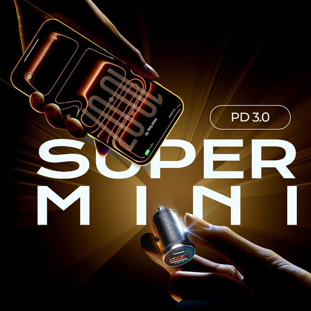 Lisen Car Charger, 36W, 3A, 1 x USB-A - 1 x USB-C, Black YL0223090002