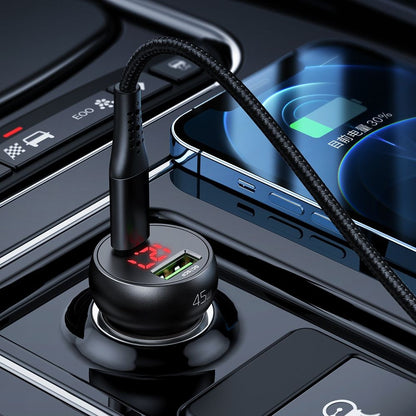 McDodo CC-7030 Auto Charger Display, 45W, 5A, 1 x USB-A - 1 x USB-C, Black