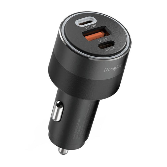 Ringke Car Charger, 30W, 3A, 1 x USB-A - 2 x USB-C, Black