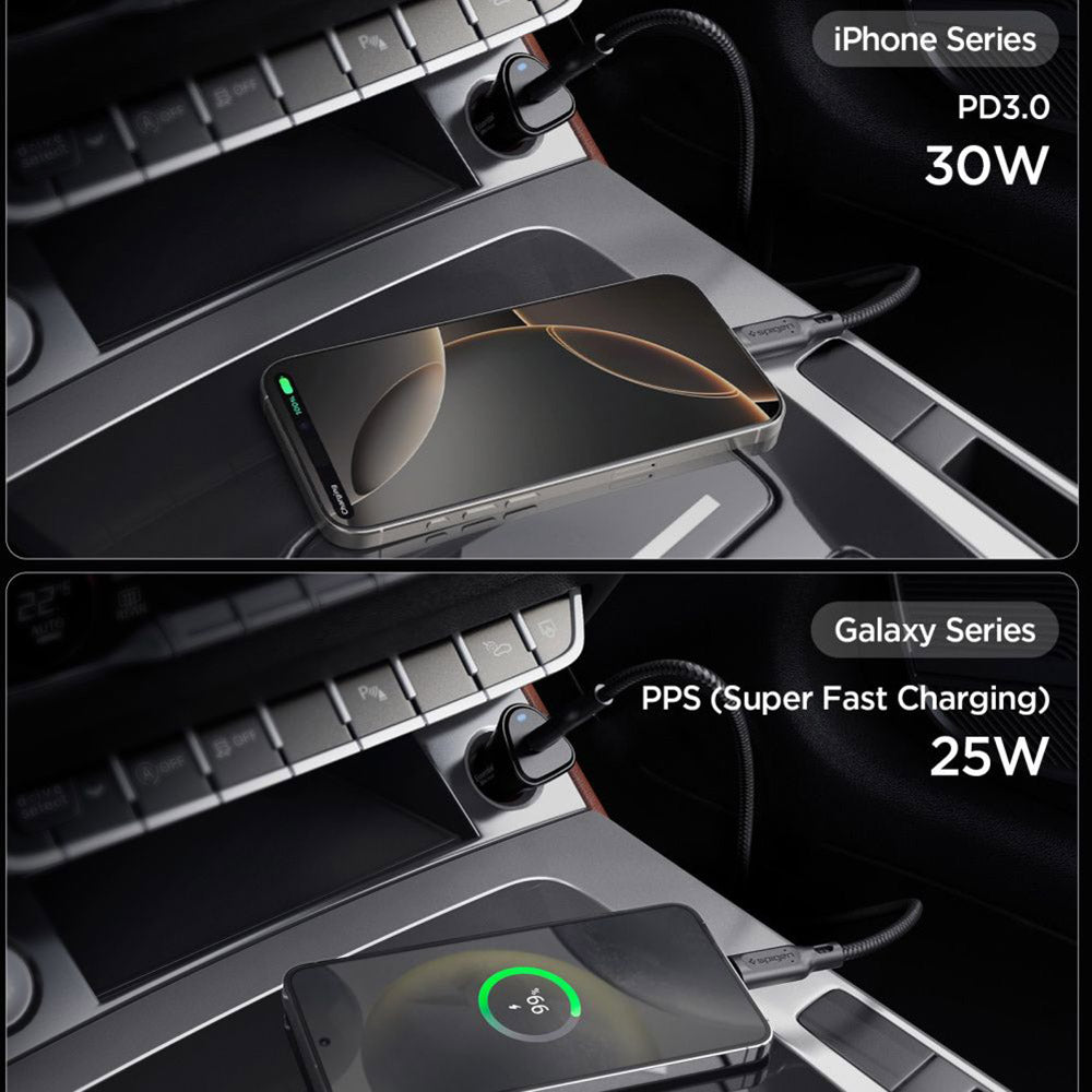 Spigen EV301 Essential Car Charger, 30W, 3A, 1 x USB-C, Black