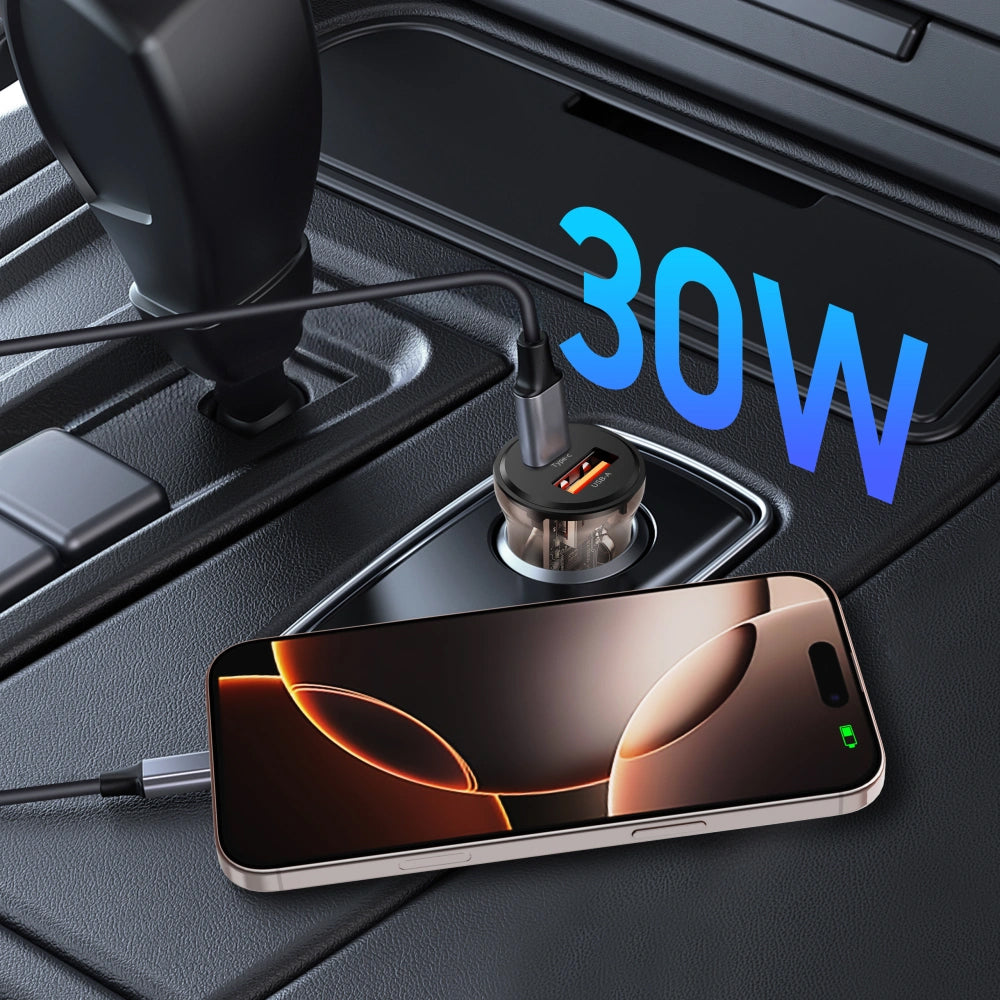 Tech-Protect CC01 Car Charger, 30W, 3A, 1 x USB-A - 1 x USB-C, Black