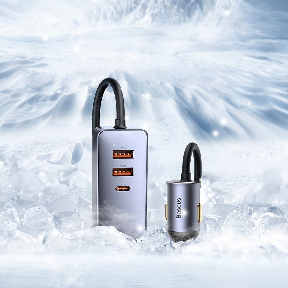 Car Charger Baseus Share Together, 120W, 3A, 3 x USB-A - 1 x USB-C, Grey CCBT-B0G