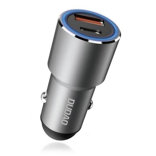 Dudao R4PQ Car Charger, 22.5W, 3A, 1 x USB-A - 1 x USB-C, Gray
