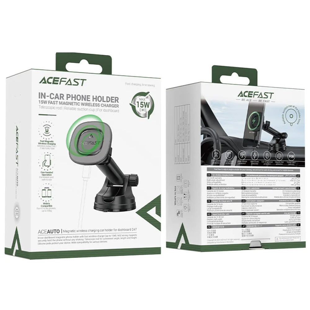 Acefast D47 Wireless Car Charger, 15W, 1.67A, Black