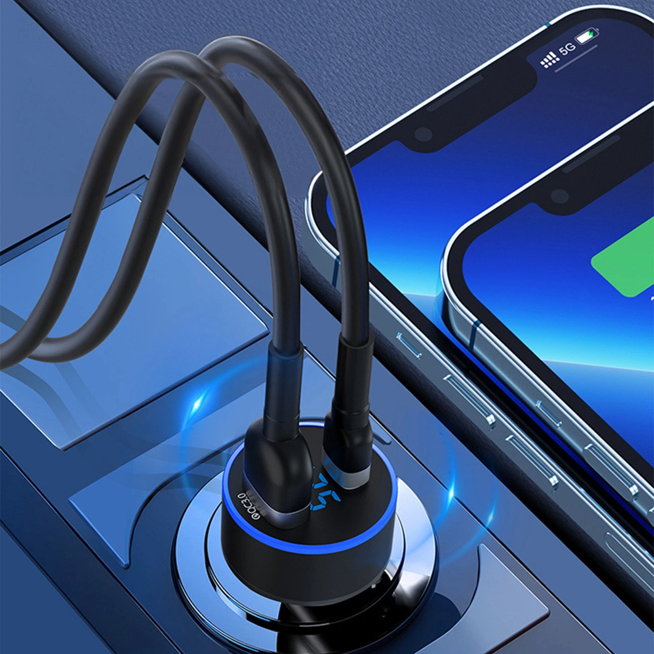 Car Charger WZK WDCCAC, 36W, 3A, 1 x USB-A - 1 x USB-C, Black 