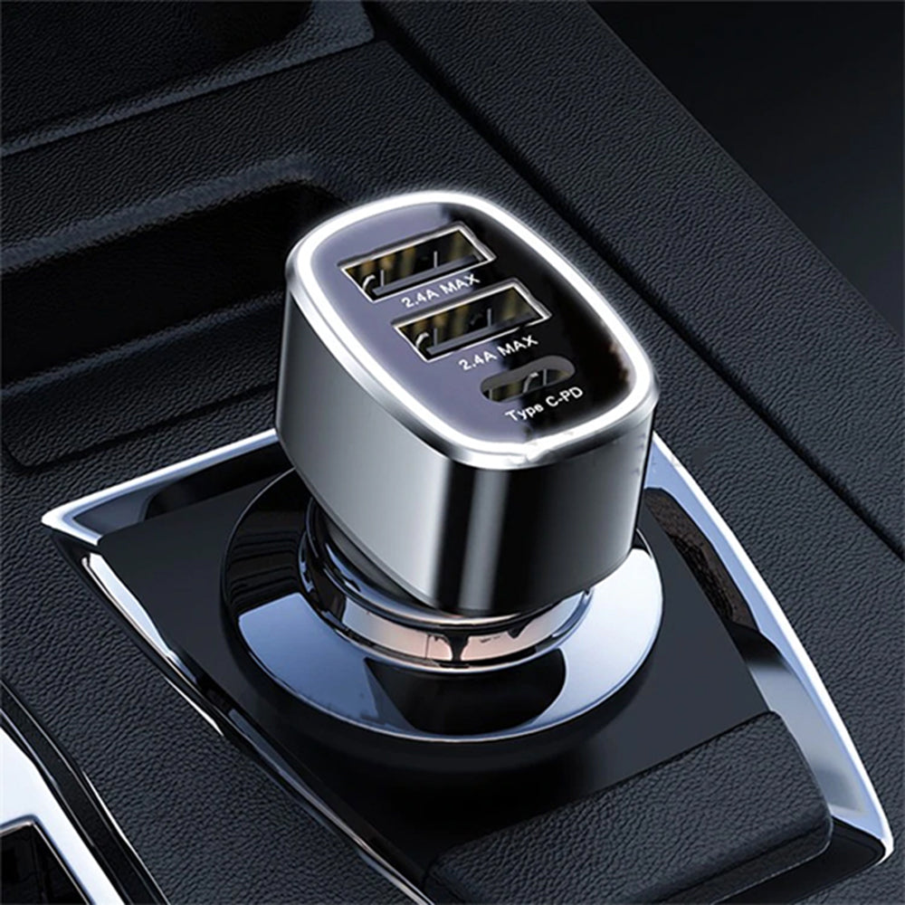Yesido Y47 Car Charger, 49W, 3A, 2 x USB-A - 1 x USB-C, Black