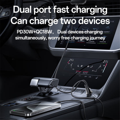Yesido Y68 Car Charger, 30W, 3A, 1 x USB-A - 1 x USB-C, Black
