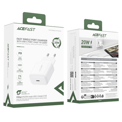 Acefast A130 Network Charger, 20W, 3A, 1 x USB-C, White