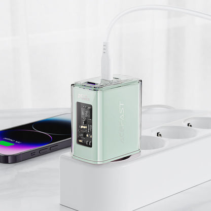 Acefast A45 Exploration Network Charger, 65W, 3.25A, 1 x USB-A - 2 x USB-C, Green