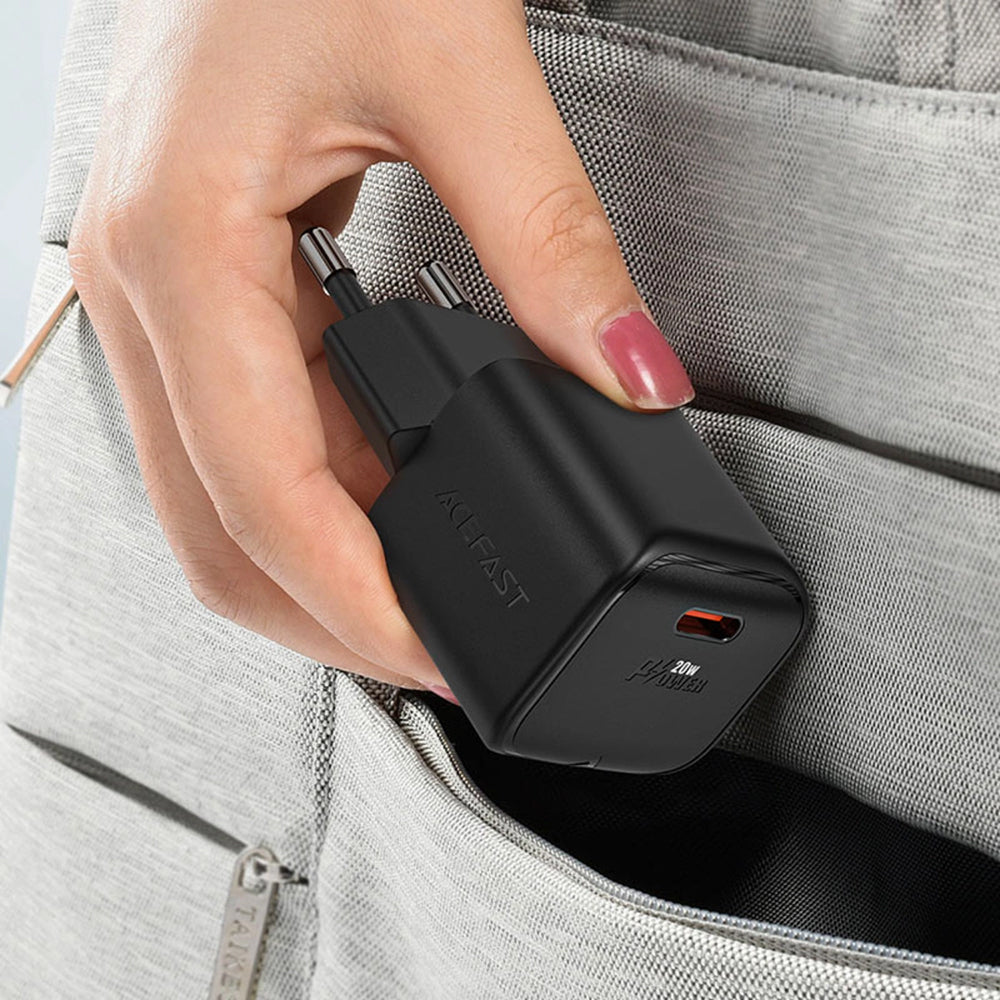 Acefast A73 Mini Network Charger, 20W, 3A, 1 x USB-C, Black