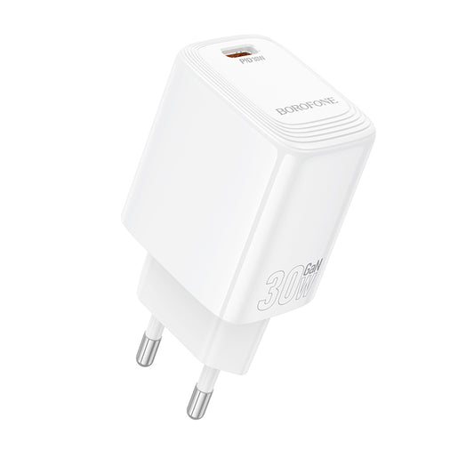 Borofone BN28 Fuente Network Charger, 30W, 3A, 1 x USB-C, White