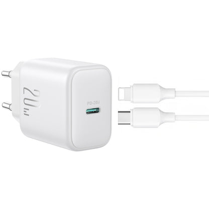 Joyroom JR-TCF20 Network Charger with Lightning Cable, 20W, 3A, 1 x USB-C, White