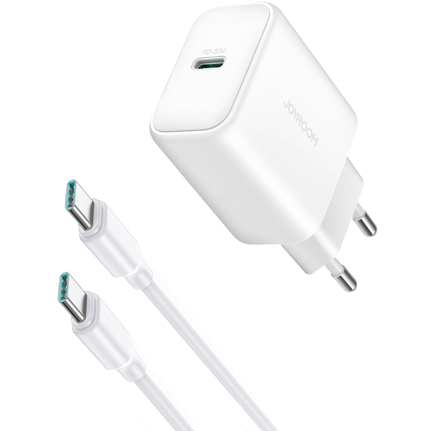 Joyroom JR-TCF24 USB-C Network Charger with Cable, 30W, 3A, 1 x USB-C, White