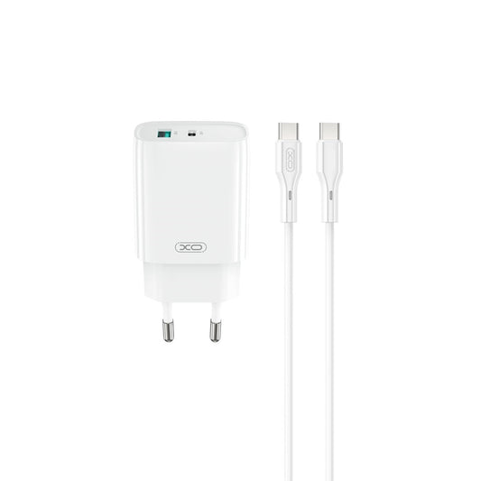 Network Charger with USB-C Cable XO Design CE29, 20W, 3A, 1 x USB-A - 1 x USB-C, White