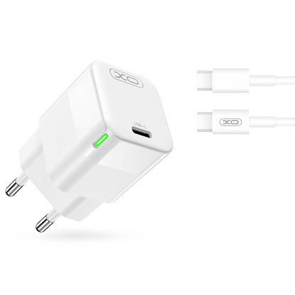 Network Charger with USB-C Cable XO Design CE06, 30W, 3A, 1 x USB-C, White