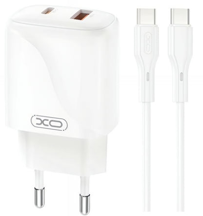 Network Charger with USB-C Cable XO Design L158, 20W, 3A, 1 x USB-A - 1 x USB-C, White