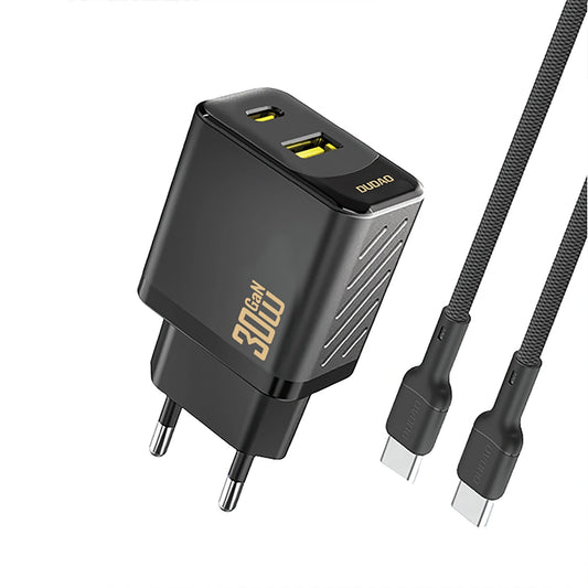 Network Charger with USB-C Cable Dudao A27TCEU, 30W, 1 x USB-A - 1 x USB-C, Black