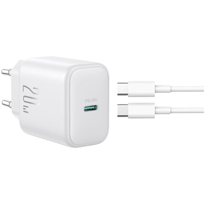 Network Charger with USB-C Cable Joyroom JR-TCF20, 20W, 3A, 1 x USB-C, White