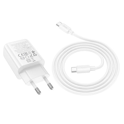 Network Charger with USB-C Cable HOCO N61, 20W, 3A, 1 x USB-A - 1 x USB-C, White