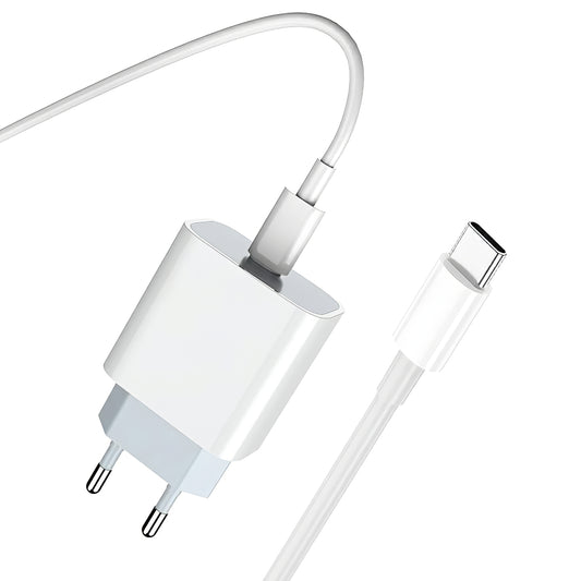 Prestico F8S USB-C Cable Wall Charger, 20W, 3A, 1 x USB-C, White