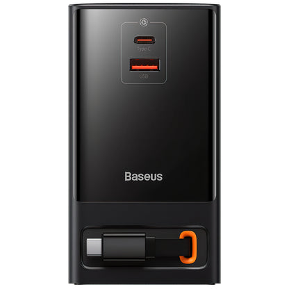 Baseus GaN3 Pro PowerStrip USB-C Network Charger with USB-C Cable, 65W, 3.25A,1 x USB-A - 1 x USB-C - 2 x Schuko, Black PSLR000301 PSLR000301 