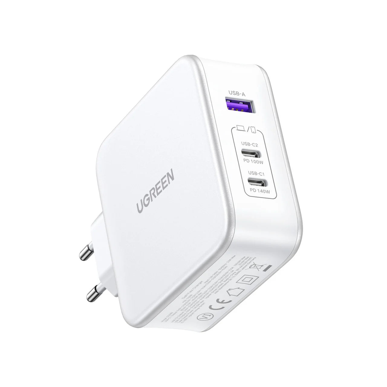 UGREEN CD289, 140W, 5A, 1 x USB-A - 2 x USB-C, White 