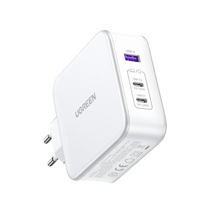 UGREEN CD289, 140W, 5A, 1 x USB-A - 2 x USB-C, White 