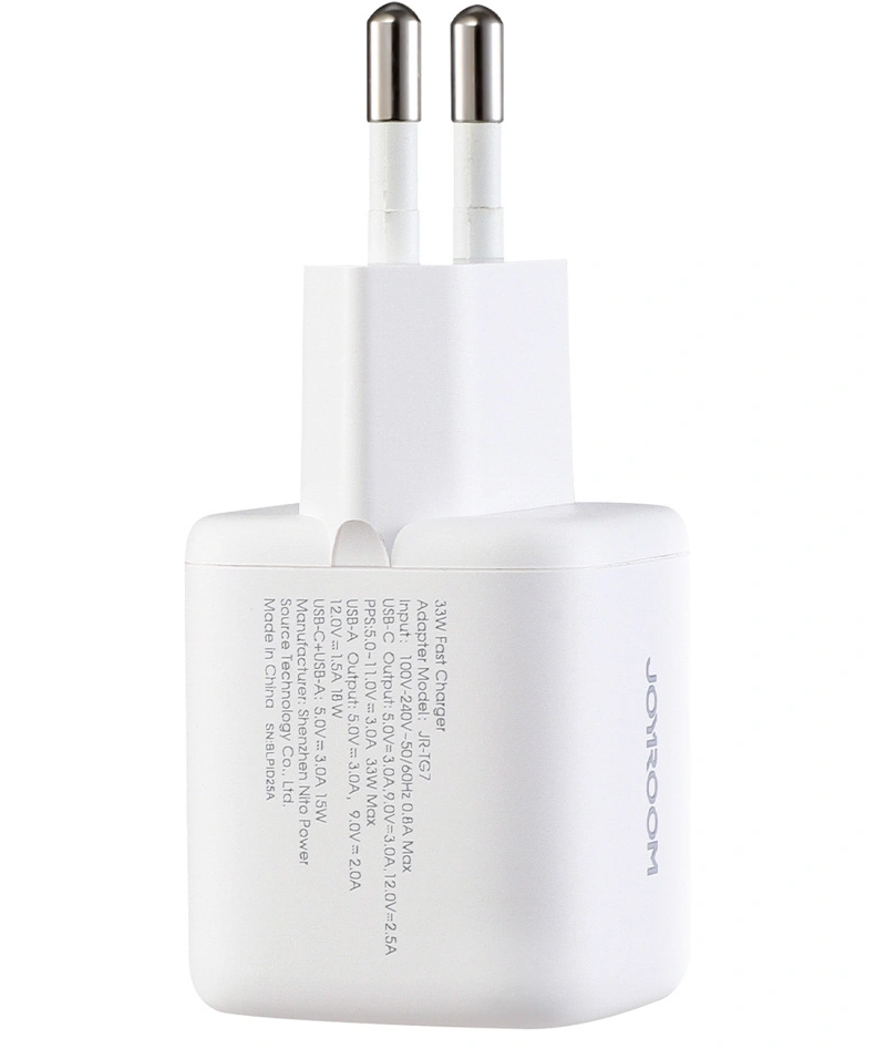 Joyroom JR-TG7 USB-C Cable Wall Charger, 33W, 3A, 1 x USB-A - 1 x USB-C, White