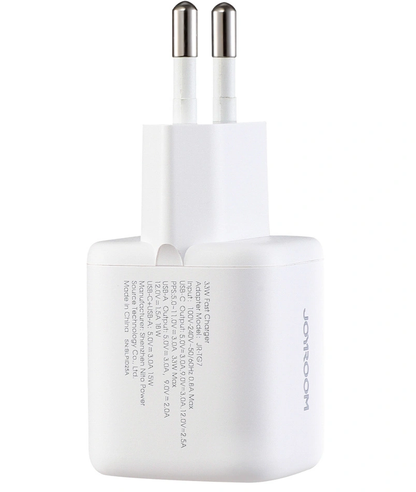 Joyroom JR-TG7 USB-C Cable Wall Charger, 33W, 3A, 1 x USB-A - 1 x USB-C, White
