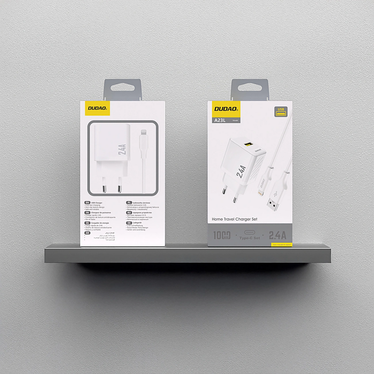 Dudao A23LEU Lightning Cable Wall Charger, 30W, 2.4A, 1 x USB-A, White