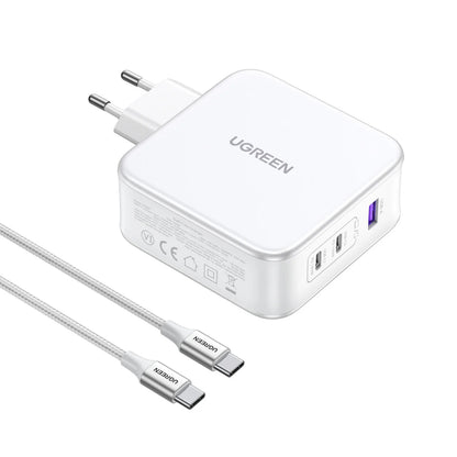 UGREEN CD289, 140W, 5A, 1 x USB-A - 2 x USB-C, White 