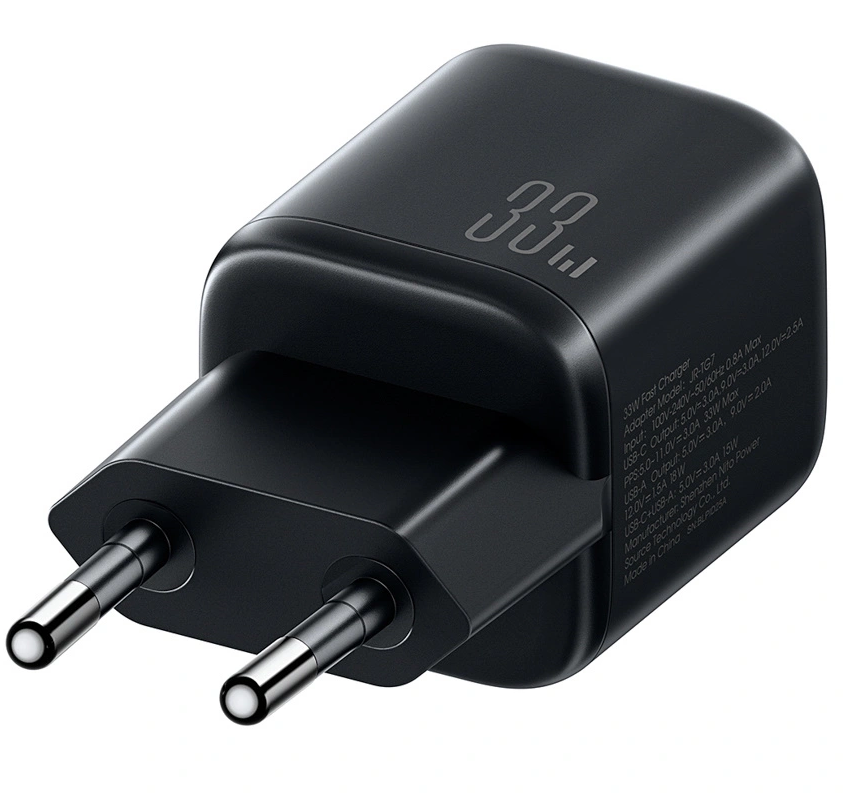 Joyroom JR-TG7 USB-C Cable Wall Charger, 33W, 3A, 1 x USB-A - 1 x USB-C, Black