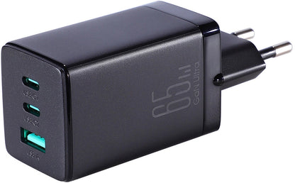 Joyroom TCG01 USB-C Network Charger with Cable, 65W, 3.25A, 1 x USB-A - 2 x USB-C, Black