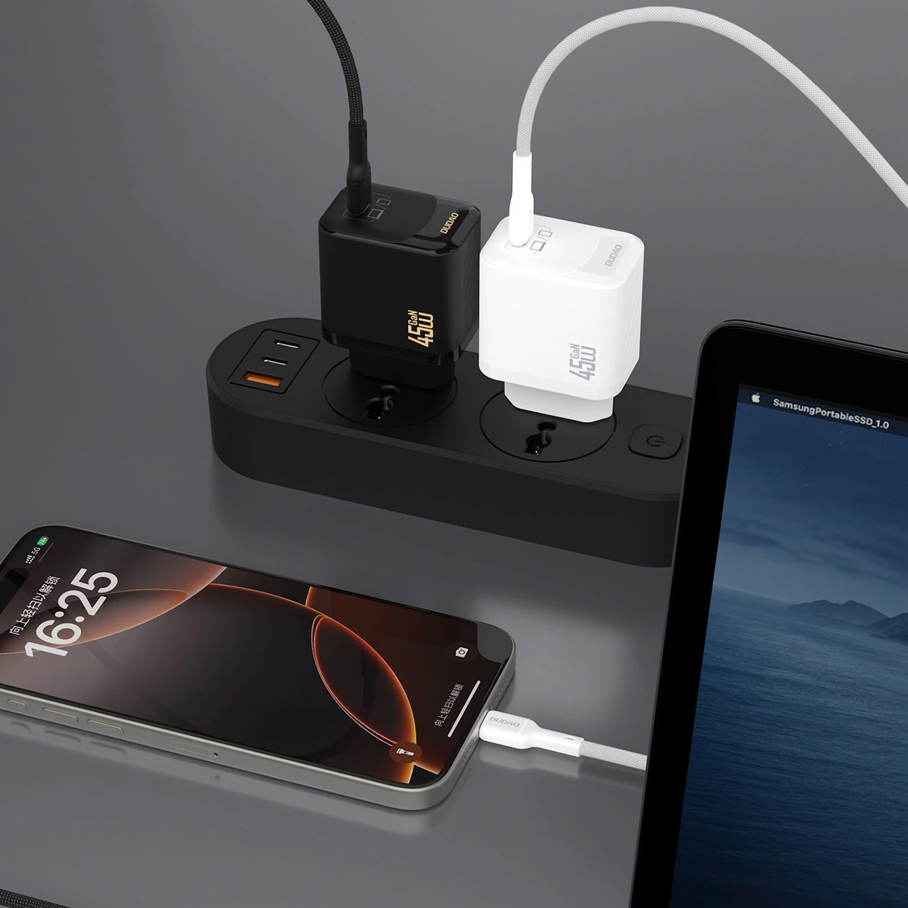 Network Charger with USB-C Cable Dudao A28C, 45W, 3A, 1 x USB-C, White