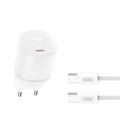 Network Charger with USB-C Cable XO Design L150, 30W, 3A, 1 x USB-C, White