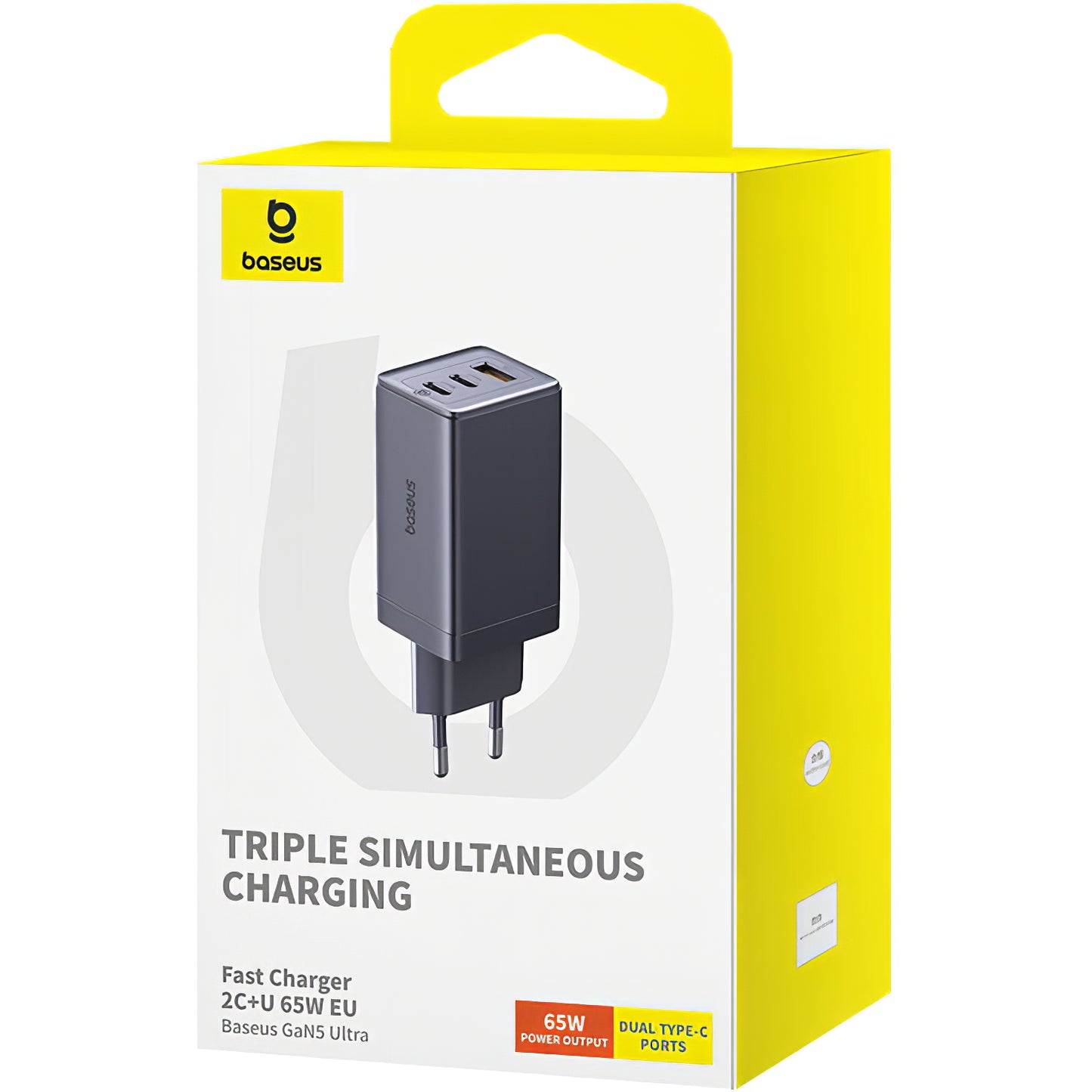 Baseus GaN5 Ultra USB-C Cable Network Charger with USB-C Cable, 65W, 3.25A, 1 x USB-A - 2 x USB-C, Gray P10110812827-Z1