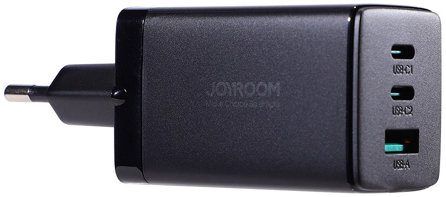 Joyroom TCG01 USB-C Network Charger with Cable, 65W, 3.25A, 1 x USB-A - 2 x USB-C, Black